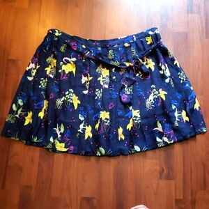 Modcloth Pleated Navy Pattern Skirt